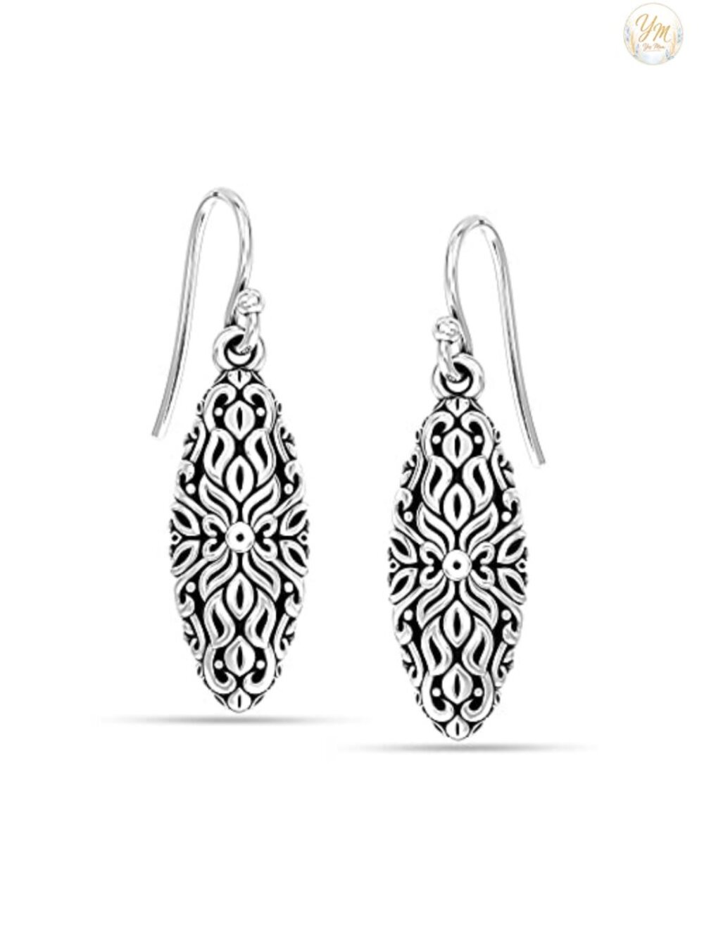 925 Sterling Silver Antique Filigree Teardrop Drop Earrings for Women